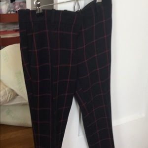 Navy blue and red plaid trousers Ann Taylor